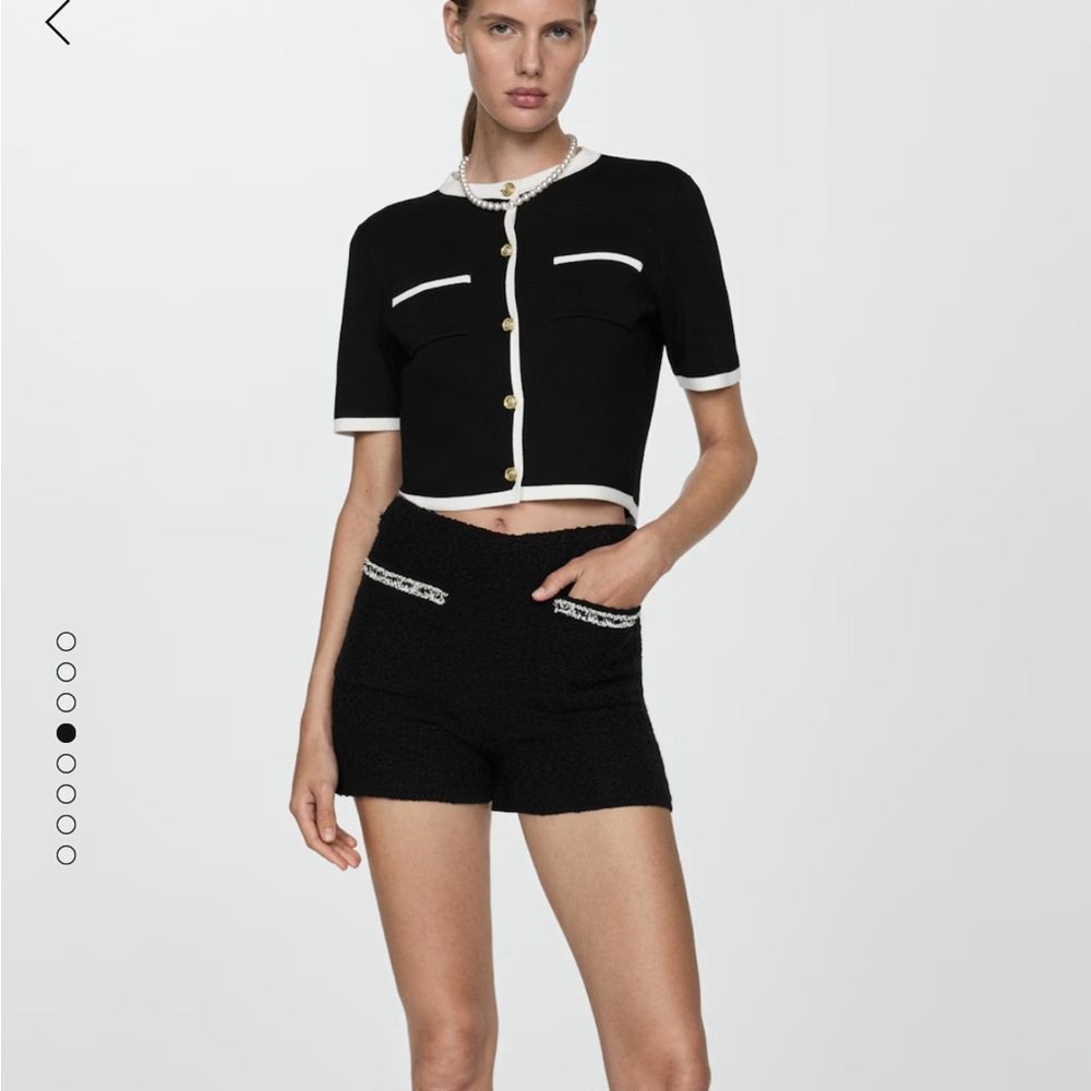 Short sleeved cardigan with contrasting trims